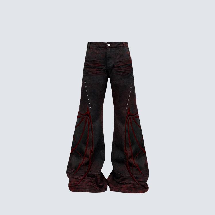 VibeStreet American Embroidered Riveted Jeans Men`s