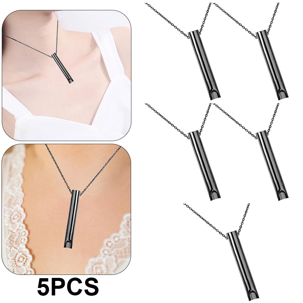 

6UK Дыхательное ожерелье Свисток для снятия тревоги Ожерелье для мальчиков и девочек (черный)