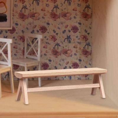 1/12 Scale Dollhouse Bench Miniature Wooden Chair Unpainted Accessories for Diorama Micro