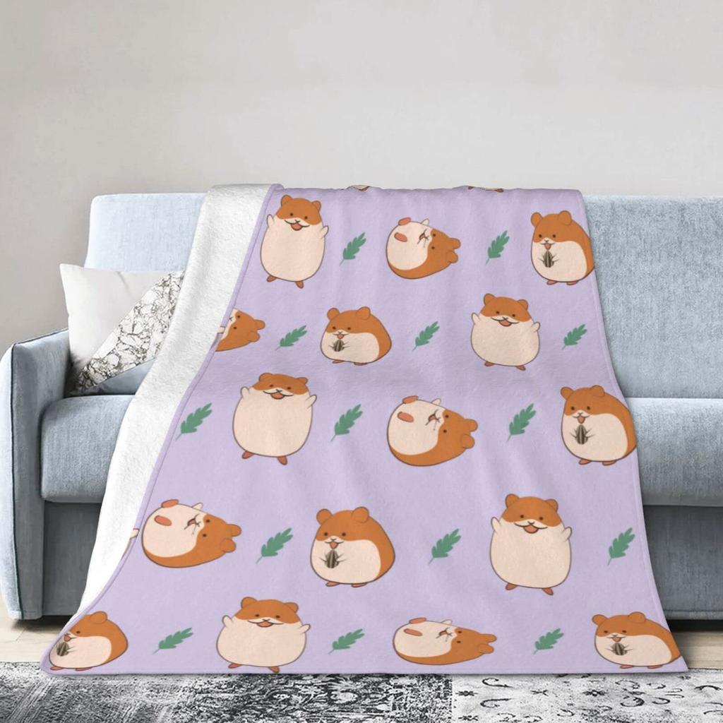 Guinea Pig Flannel Blanket Lovely Cartoon Animal Red Strawberry Blankets for Couch Bed Sofa Pet Hamster Floral Throw Blanket