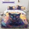 Colorful glowing leopard  Pattern Bedding Quilt Set Quilt Cover Pillowcase Home Decoration  Gift (1 * duvet cover + 2 * pillowcase, without core)
