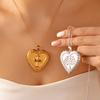 Collana Ciondolo Portafoto Bicolore in Acciaio Inossidabile per Donna Colore Oro Cuore Medaglione Fiore Choker Regalo per Coppia