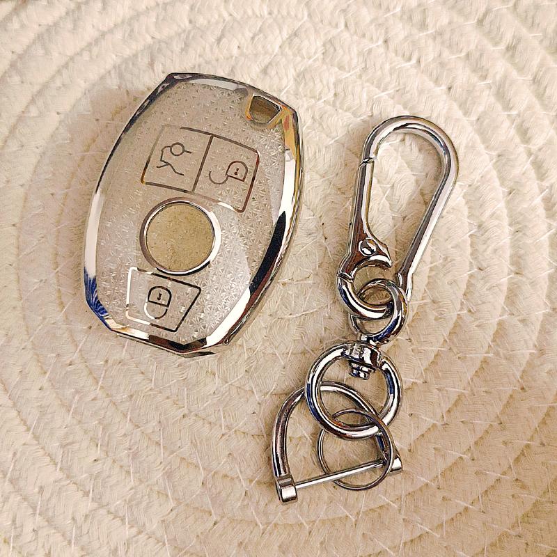 White Diamond TPU for Mercedes Benz W204 W205 W206 W212 W213 W221 W222 W223 A Class GLA GLE Remote Car Key Case Cover Fob Holder