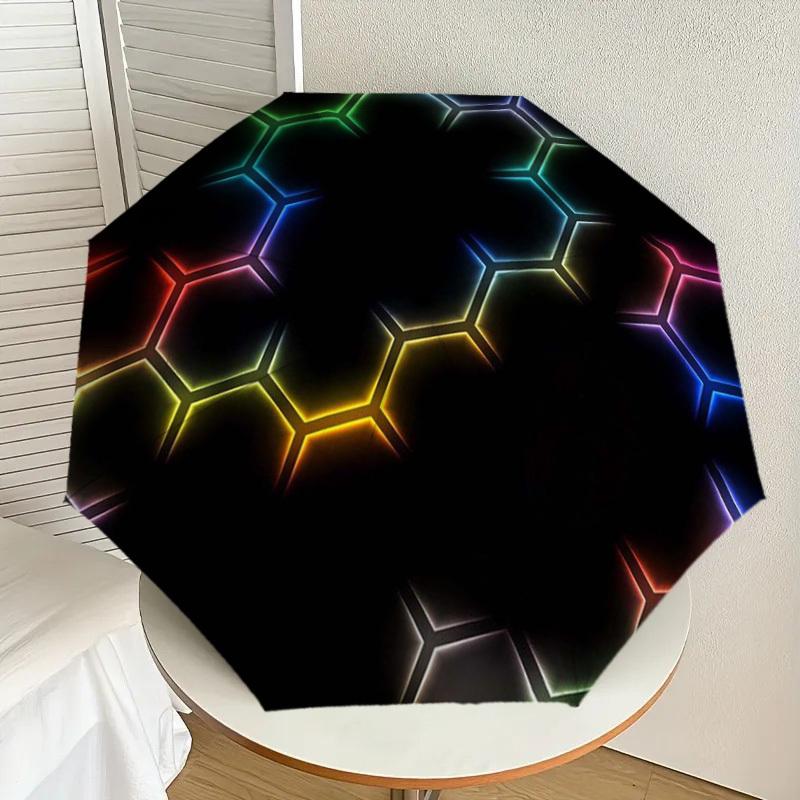 

1pc Neon Hexagon Pattern Umbrella with Plastic Handle,Suitable for All Seasons Home Travel Outdoor UmbrellaDD480