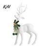 Winter Theme Table Centerpieces White Flocked Elk Ornament, Ribbon Bell Decor 3D Standing Deer Christmas Tabletop Ornaments Figurine, Decorative