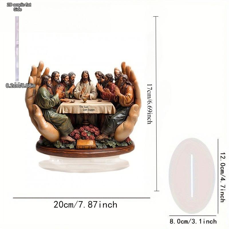 2D flache Acryl-Religionsdekoration für Das Letzte Abendmahl, Innen- und Außendekoration - Keine Batterie/Strom erforderlich, Kostenlose Tagesdekoration,