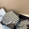 Warm Striped Knit Beanie With Ear Flaps Soft Foldable Hat Outdoor Daily Wear