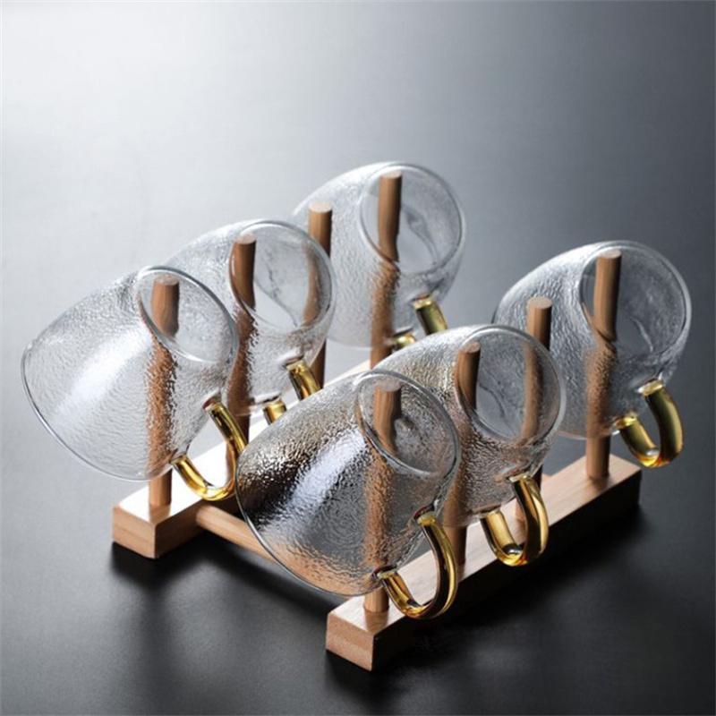 6pcs/Lot 110ml Hammer Pattern Small Glass Tea Cup Handmade Tea-sipping Cup Kungfu Teacup Beer Coffee Drink Cup Drinkware