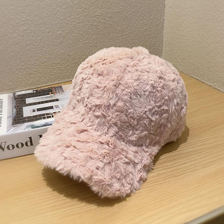 Plüsch-Baseballkappe Damen Herbst und Winter Gesicht klein warm Lammwollmütze vielseitig lässig Studentenmütze