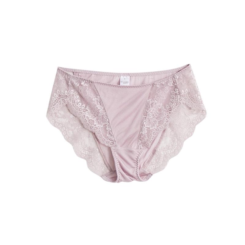 

Silk Lace Mid-Waist Women s Underwear - Breathable, Sexy Summer Triangle Shorts Large фіолетовий/сірий колір