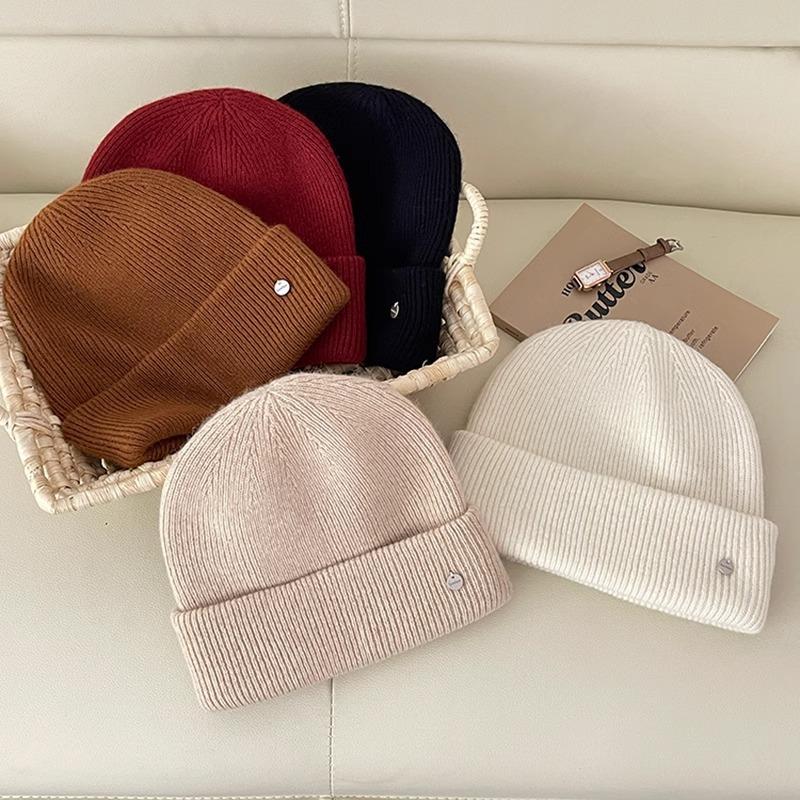 Knitted Woolen Hats for Men and Women in Autumn and Winter Small Face Protecting Ear Protection Warm Pile Hats Cold Hats