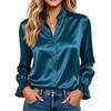 Women's Round Neck Polka Dot Casual Long Sleeve Blouse with Ruffle Hem