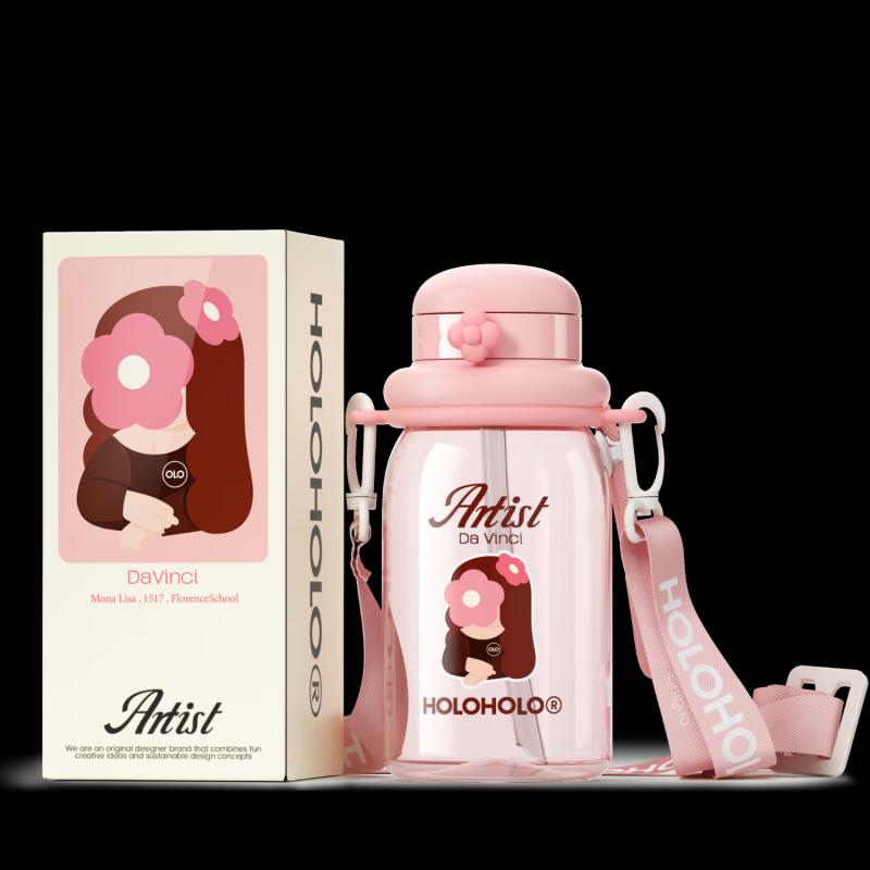 HOLOHOLO Mona Lisa Portable Straw Water Bottle 660ml