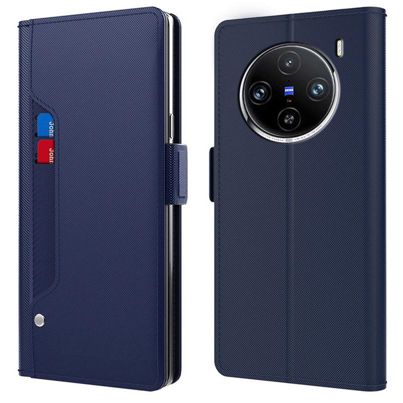 

For vivo X100s 5G Phone Case Card Slot Shockproof PU Leather Flip Cover Blue