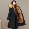 Haining Fashion Temperament Women Winter Coat Faux Fur Lined Detachable Hood Thick Warm Parka Jacket for Mother Coat