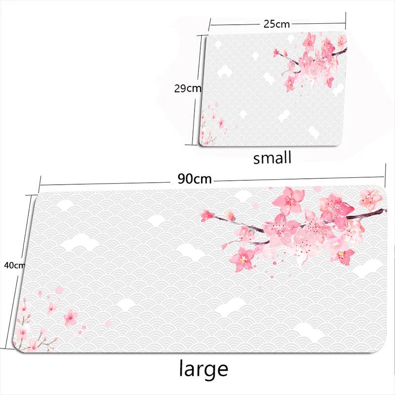 Japanese style Gaming Mouse Pad Pink Sakura Mousepads Black White XXL Large Desk Mat Art Mousepas New Office Laptop Gamer Rugs