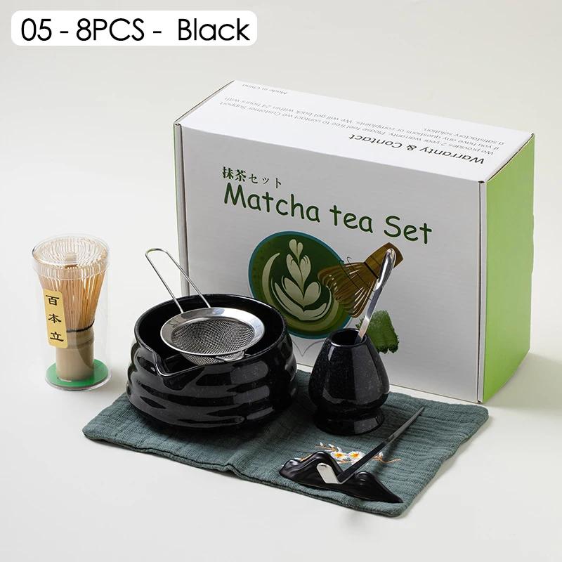 4/5/7/8 PIÈCES Boîte Cadeau Matcha en Céramique Japonaise Set de Thé Matcha avec Fouet en Bambou Pinceau Matcha Cuillère à Thé pour Outils de Bricolage pour la Préparation du Thé