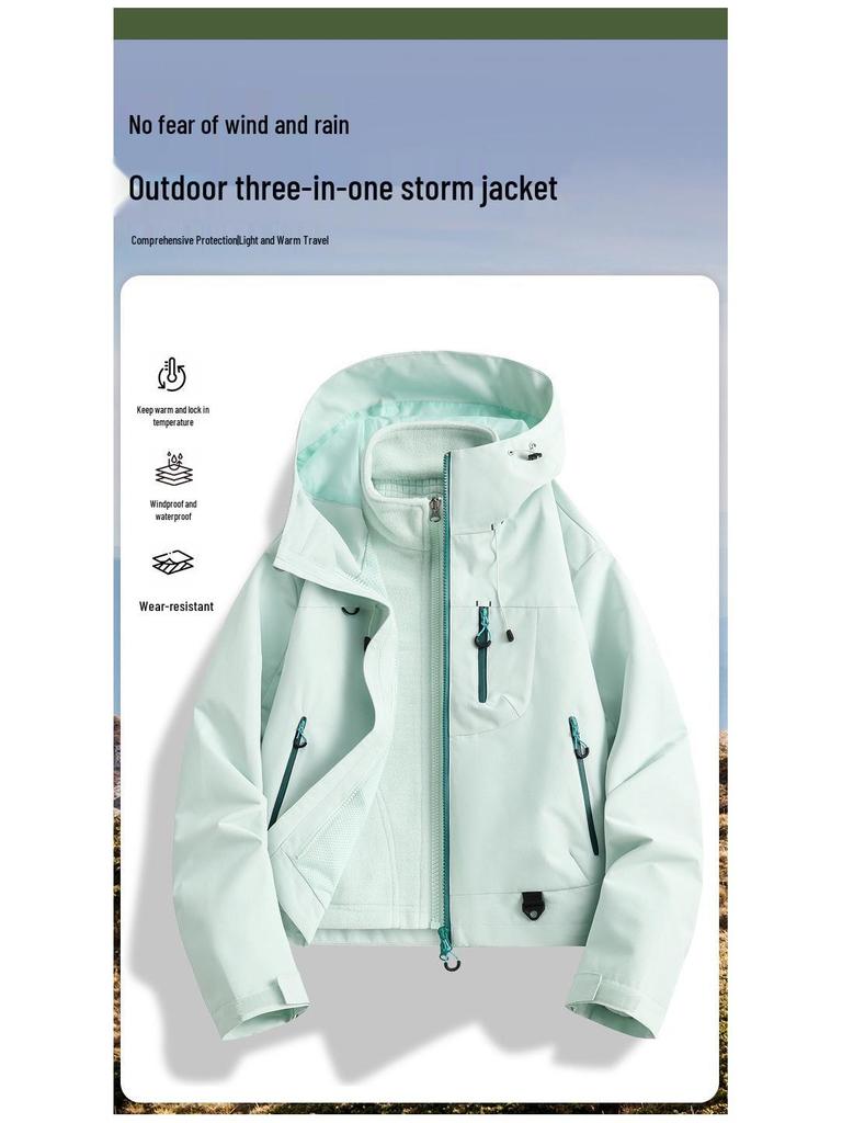 Petite Women's 2025 Outdoor 3-in-1 Waterproof Windproof Winter Mountaineering Jacket