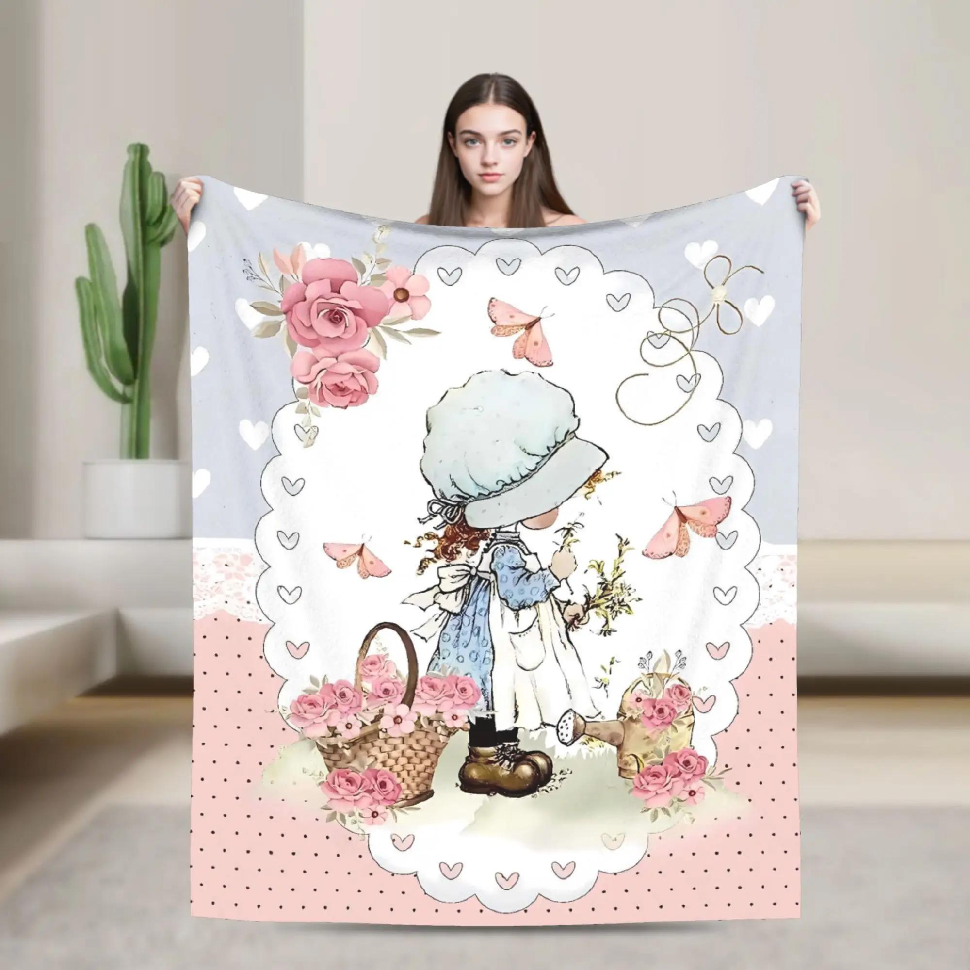 Sarah Kay With Cat Knitted Flannel Blanket Super Warm Bedding Throw for Home Decor Travel Sofa Bed Cover 75cmx90cm