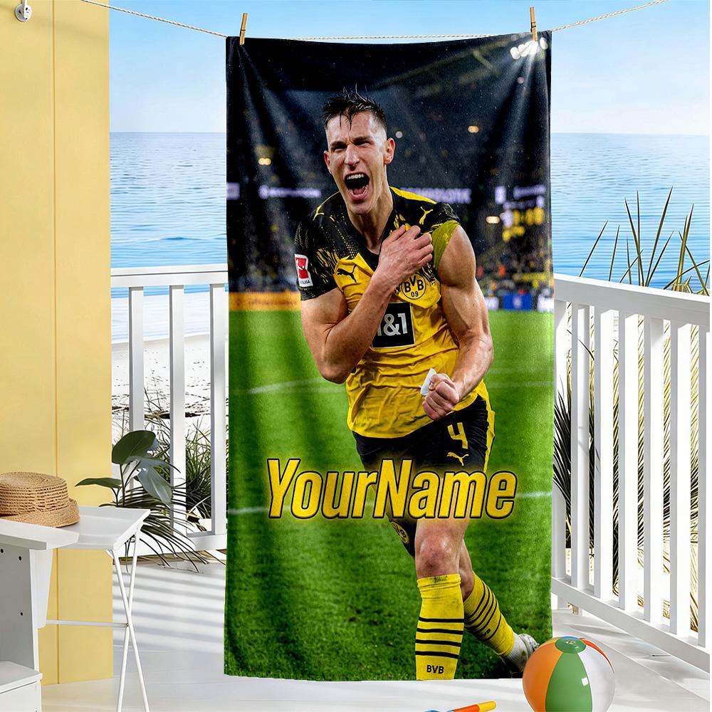 Borussia Dortmund Customize Your Name Beach Towel Super Soft Microfiber Quickdry Fabric