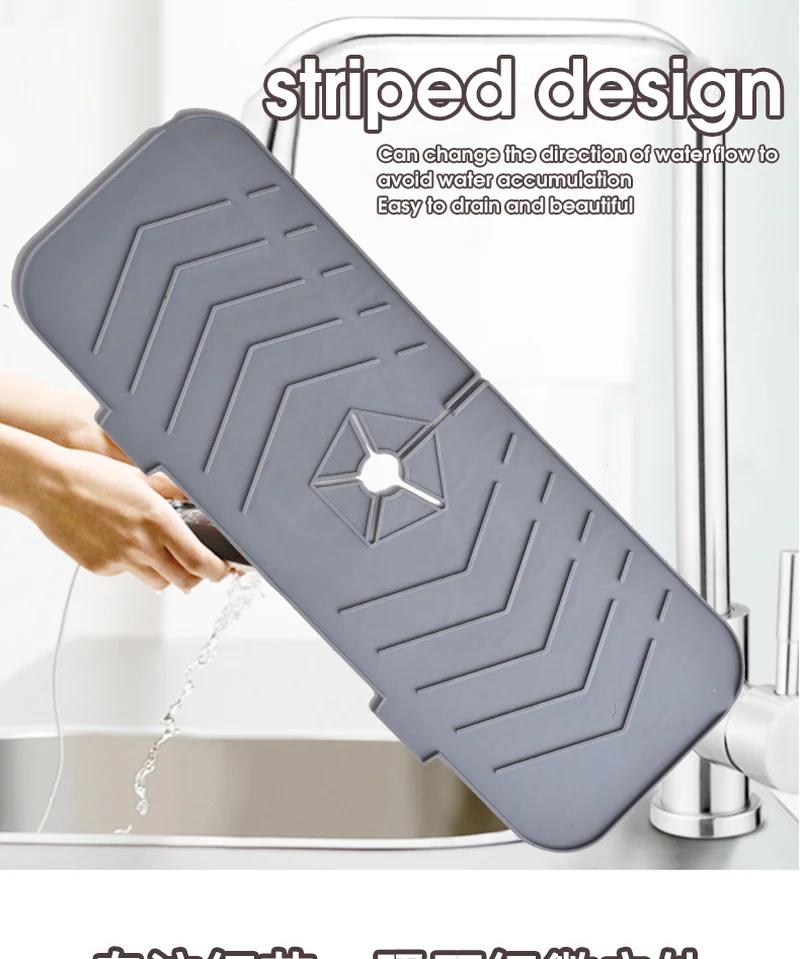 Kitchen Silicone Faucet Mat Sink Splash Guard Catcher Faucet Absorbent Mat Countertop Protector for Bathroom Kitchen Gadgets
