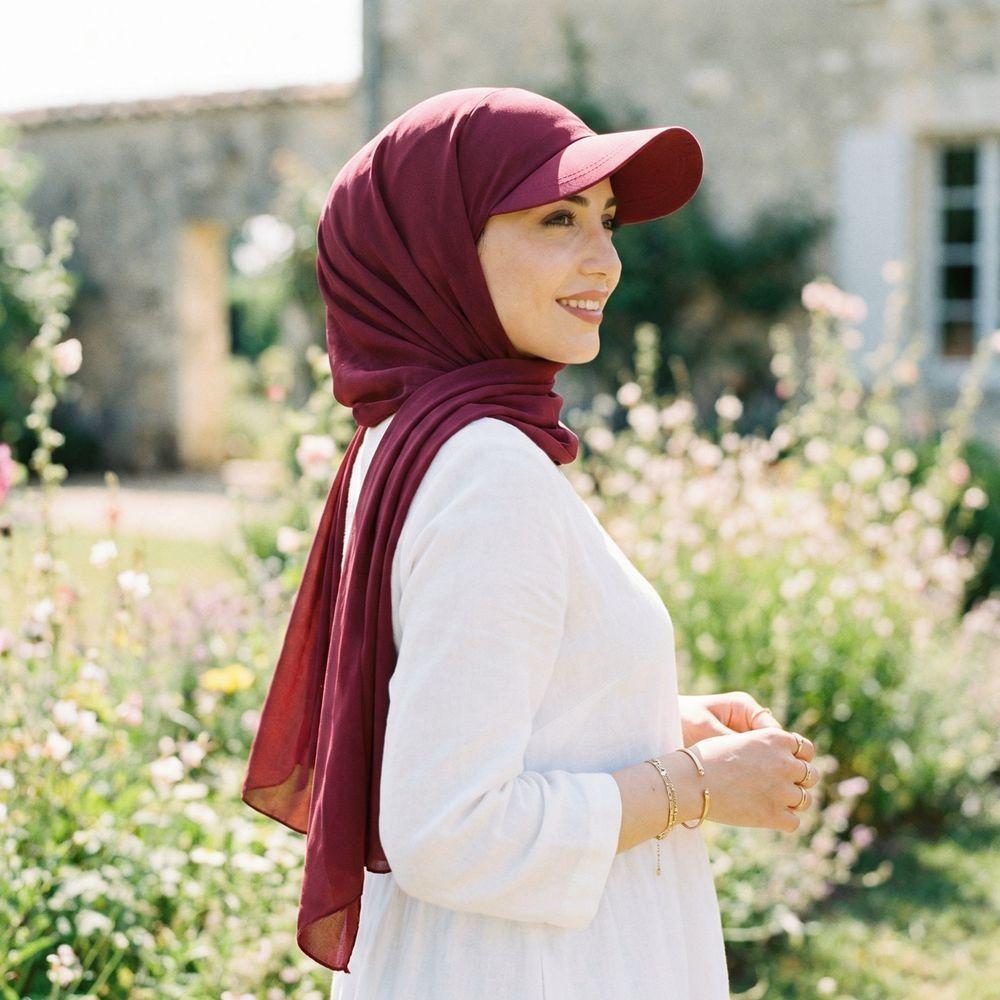 Simple Sun Visor Turban Solid Color Hijab Shawl Hat Long Brim Bandana Cap  Outdoor