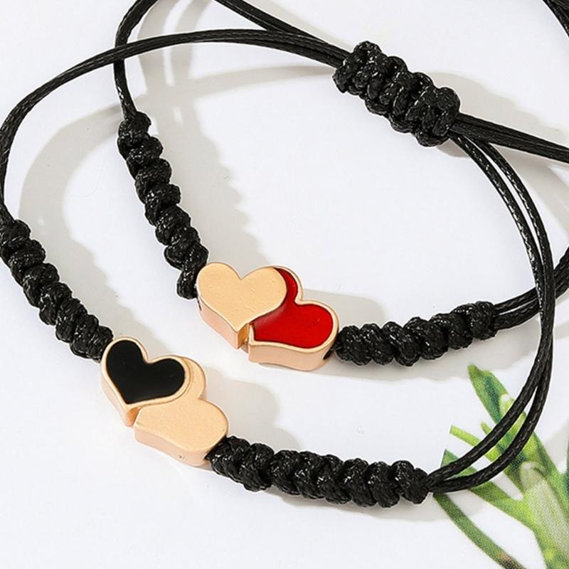 Personalized ID Couple Bracelets Handmade Braided Rope Wrist Bangle for Men Women Friendship,Adjustable Heart Bracelets