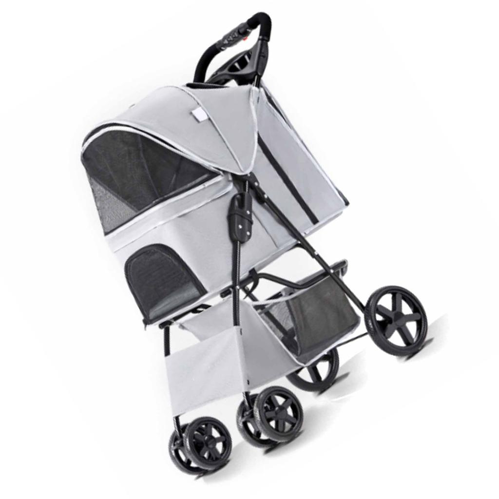 Pet Stroller Lightweight Foldable Ventilate Oxford Portable Small Dog Stroller for Dogs Cats Grey