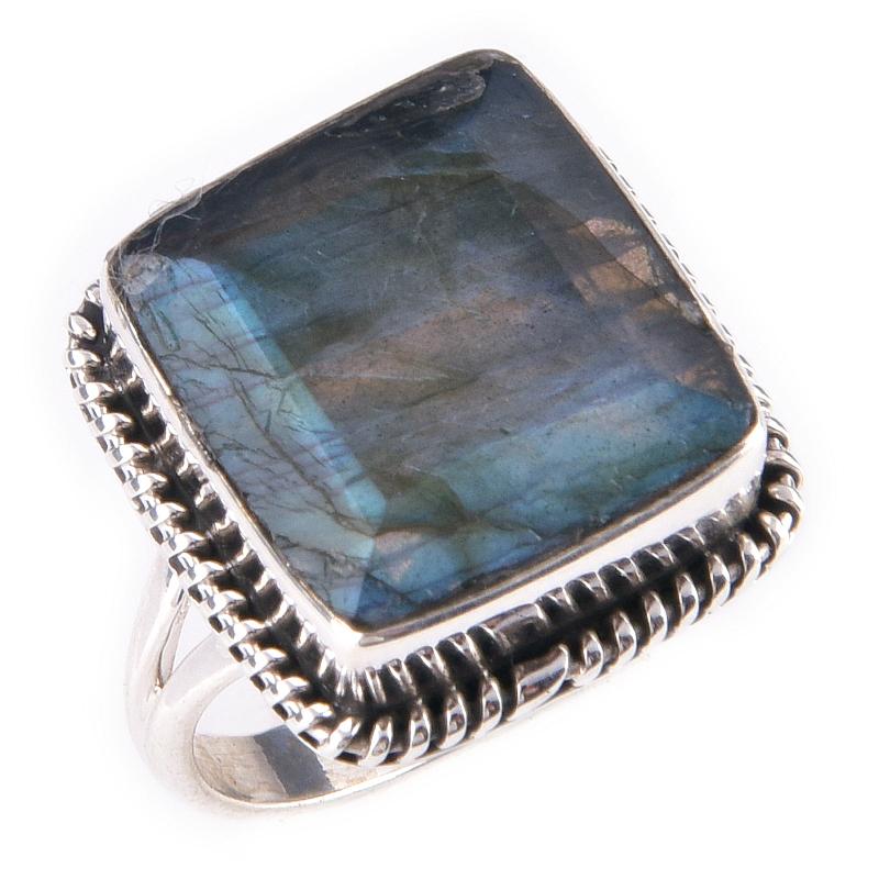 Natural Labradorite Gemstone Handmade 925 Solid Sterling Silver Ring Size 8 O5a38