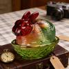 Glass Rabbits Candy Dish With Lid, Candy Bowl With Lid, Funny Candy Jars, Muti-Color Tabletop Dessert Plate Snacks Bowl Egg Tray