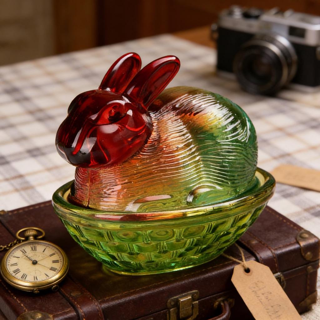 Glass Rabbits Candy Dish With Lid, Candy Bowl With Lid, Funny Candy Jars, Muti-Color Tabletop Dessert Plate Snacks Bowl Egg Tray