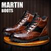 Brand Men Boots Grid Pattern Square Heel Men Ankle Boots Designer Luxury Leahter Shoes for Men Fashion Motorcycle Boots Zapatos