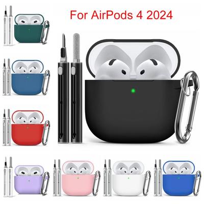 Funda protectora de silicona para auriculares AirPods 4, a prueba de polvo y con estuche de carga.