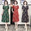 Women's Summer Thin Cheongsam Dress Middle-aged Short-sleeved Elegant Chinese Style Skirt