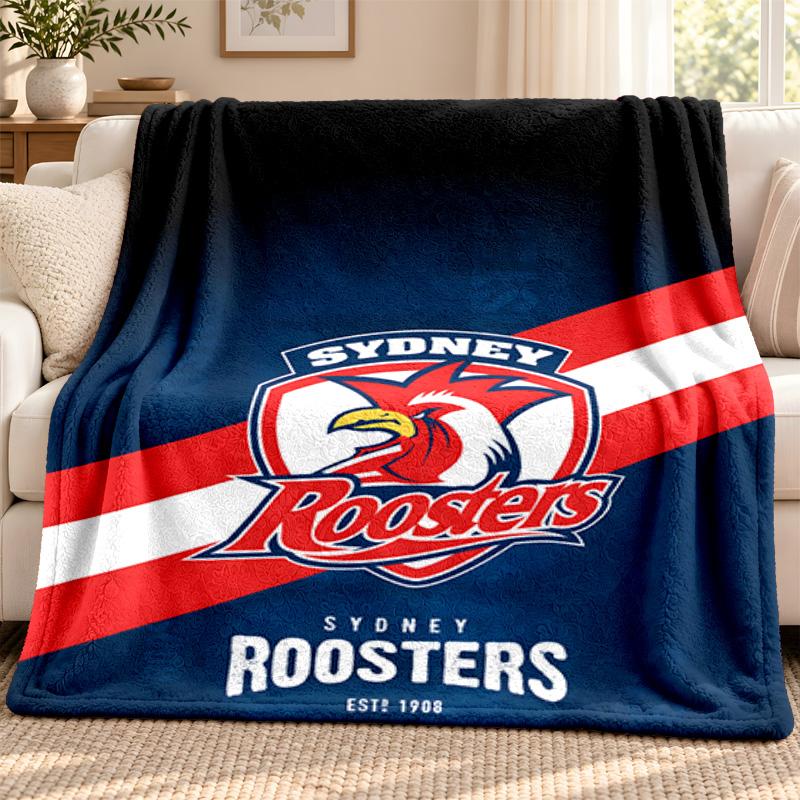 Sydney Roosters Decke Flanelldecke Weich Gemütlich Plüsch Überwurf für Sofa Bett Leichtgewichtige Heimdekoration Outdoor Camping