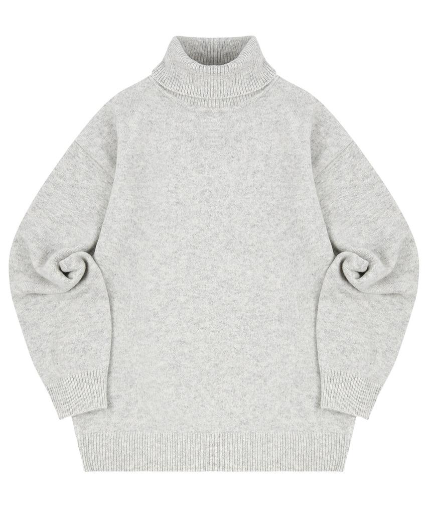 BLOND9 Melange Turtle Neck Sweater_Light Gray
