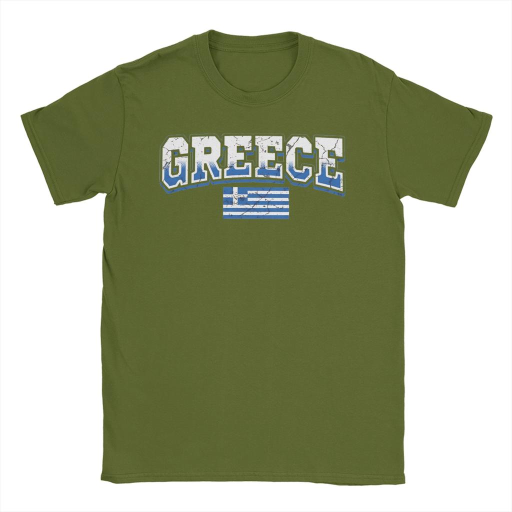 Greek Flag Greece Hellas Hellenic Men T Shirts Novelty Tees Short Sleeve Crewneck TShirts 100 Cotton Plus Size Tops