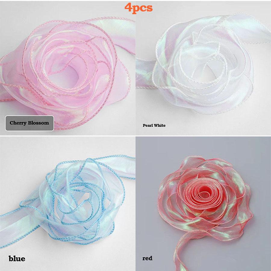 40mm 10 Yards Fishtail Organzaband Reflekterande Iridescent Vågig Kantband för Presentinslagning DIY Rosett Bukett Voileband