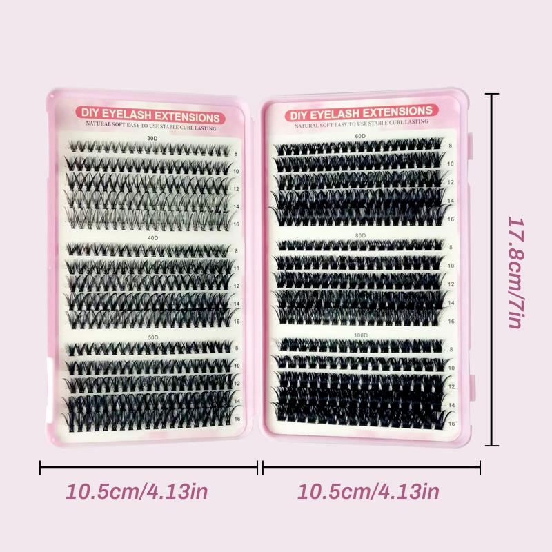 30D-100D Dense Mixed Pack Eyelash Book: D-Curl Segmented Lashes, 8-16mm, Large Capacity