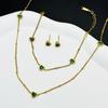 Emerald Love Heart Necklace & Bracelet Set - European American Fashion