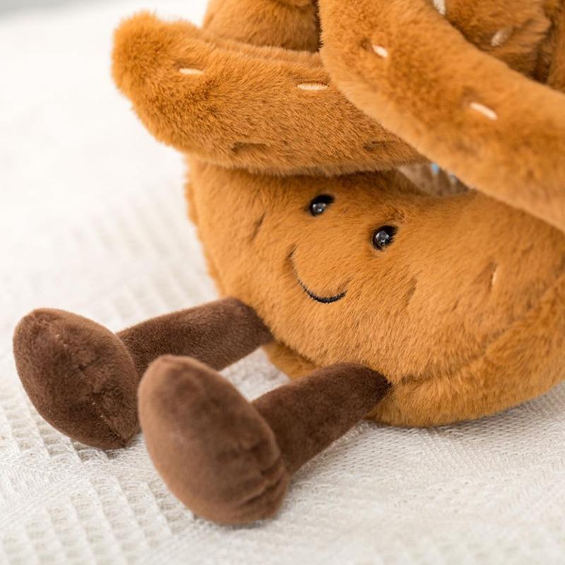 9" Croissant Plush Toy Cute Croissant Bread Pillow Stuffed Animals Funny Soft Food Plushies Toy (Pretzel)