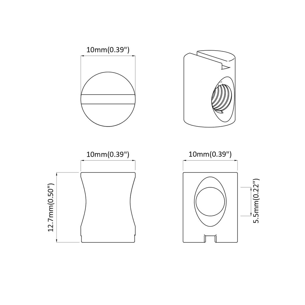 Hex Nuts (2 Pcs) Silver M6 X 12 Mm Metal