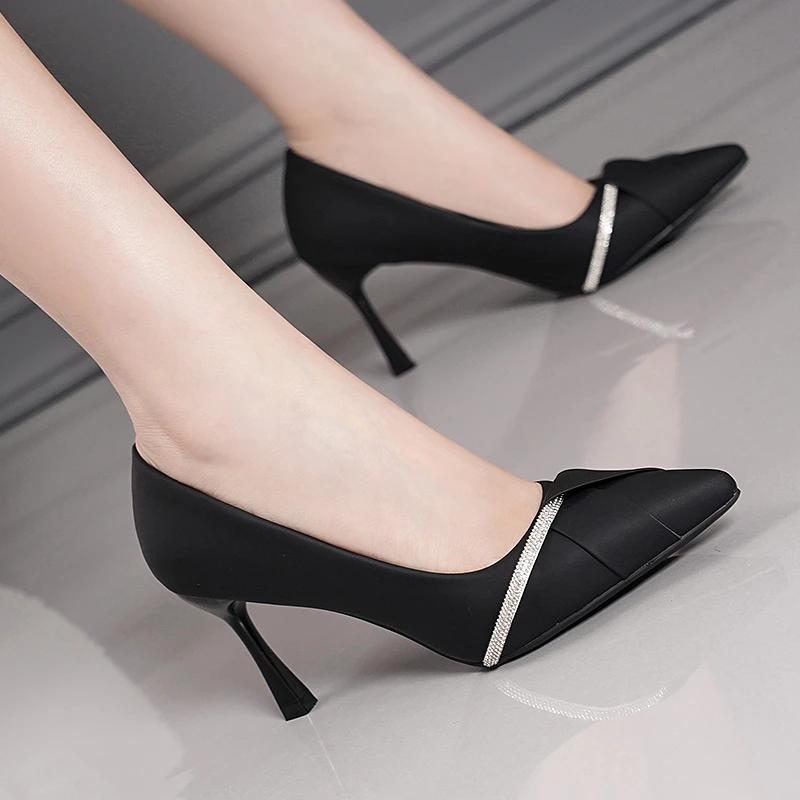 Fashion 2024 New Spring/Summer/Autumn High Heels Women's Water Diamond Shallow Mouth Pointed Head Professional Style High Heels