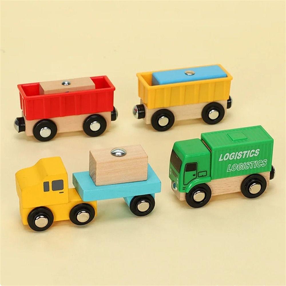 Combinations Railway Track Cars Vehicles Track Wooden Magnetic Train  Boys Girls