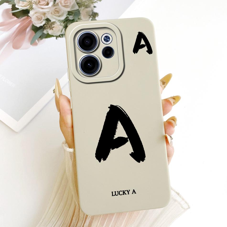 For OPPO Reno15 F 15FS 5G CPH2801 Lucky Initial Letter Phone Case For Oppo Reno15F 15 FS Soft Silicone Shockproof Cases Bumpers