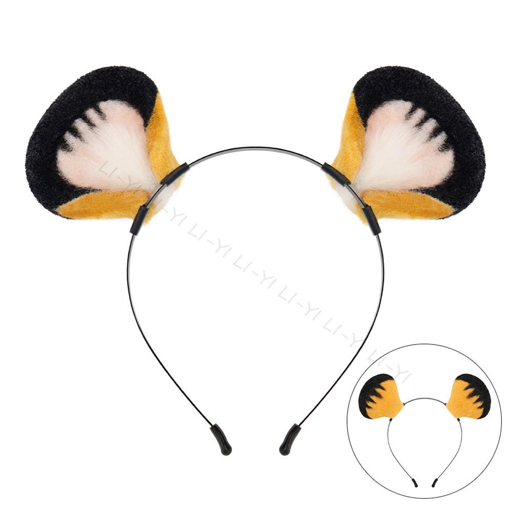 2Pcs/Set Furry Cosplay Tiger Ear Headgear Tiger Tail Halloween Party Hand-Made Cute Animal Ear Plush Tail Game Role Play