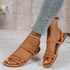 Summer New Korean Style Sandals with Thin Strap, Low Heel and Square Heel Comfortable and Versatile Women's Sandals with Two Straps for Students