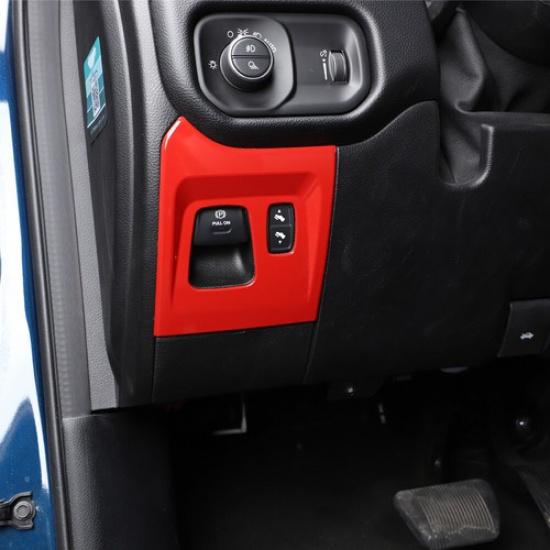 Electronic Handbrake Switch Button Panel Trim Cover for Dodge Ram 2018- Red