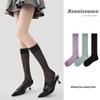 Renaissance Women's Black Silk Breathable Mesh Summer Calf Socks with Sun Protection.