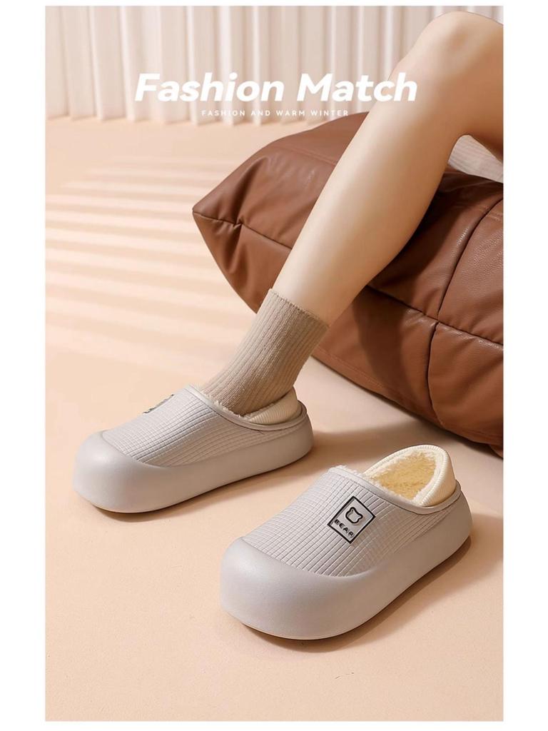 Winter Waterproof Indoor/Outdoor Thick-Soled Slippers with Velvet Lining for Men & Women